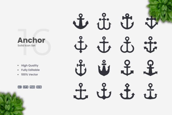 Anchor Solid Icons: A Versatile and Professional Design Resource