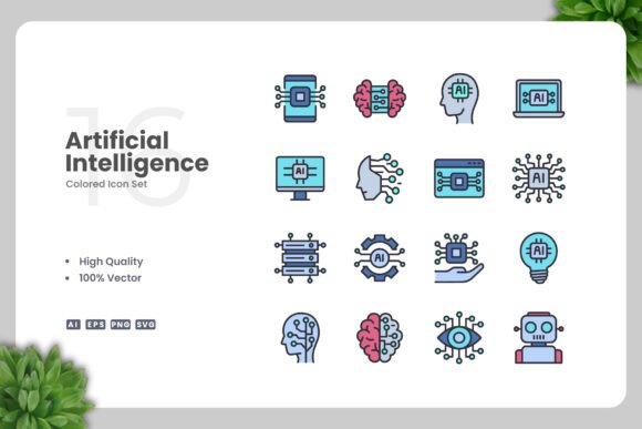 Artificial Intelligence Color Icons for Every Project
