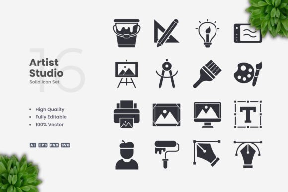 Artist Studio Solid Icons: A Modern Solution for Clean and Versatile Design