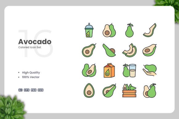 Avocado Color Icons for Creative Projects