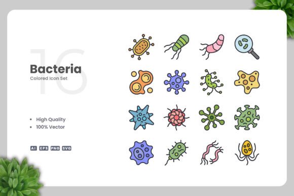 Bacteria Color Icons for Creative Projects