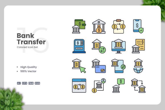 Bank Transfer Color Icons: A Modern Design Solution for Creative and Business Professionals