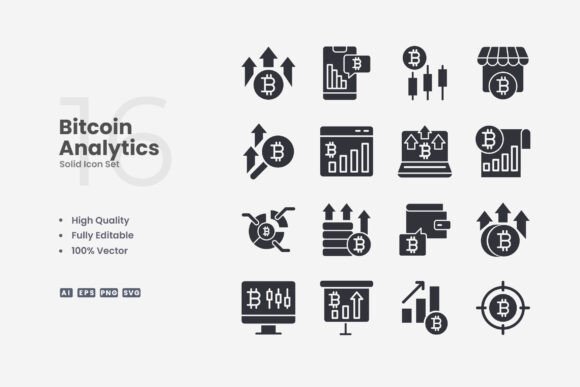 Bitcoin Analytics Solid Icons