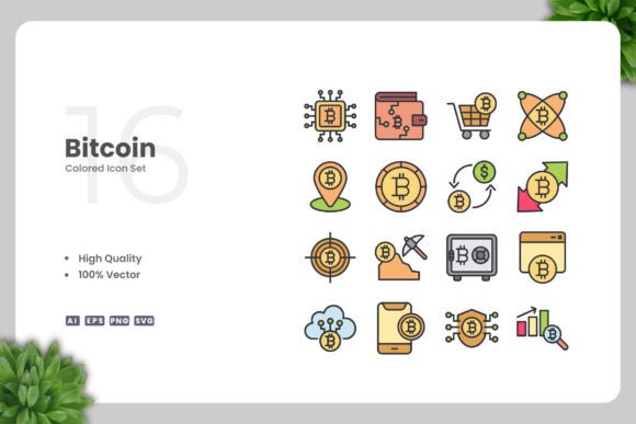 Bitcoin Color Icons for Creative Projects