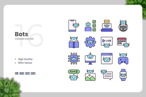 Bots Color Icons: Simple, Clean, and Versatile