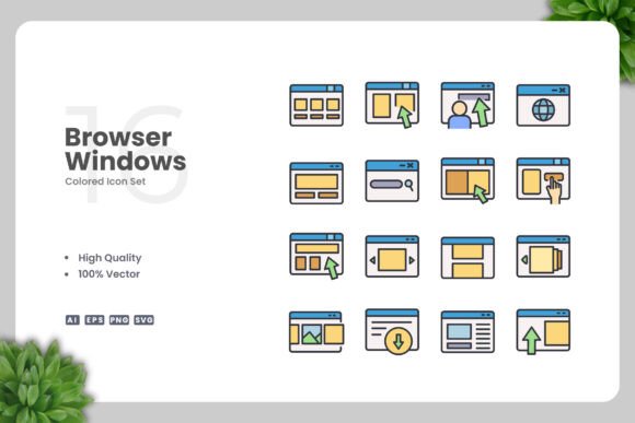 Browser Windows Color Icons for Modern Design