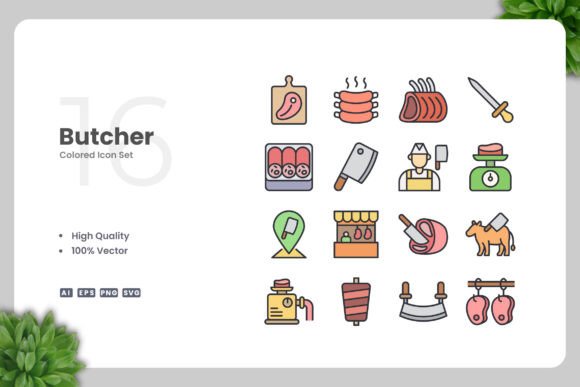 Butcher Color Icons: A Versatile Design Solution for Every Project