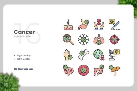 Cancer Color Icons for Versatile Design Projects