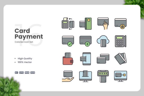 Card Payment Color Icons for Modern Design
