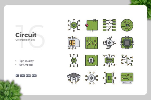Circuit Color Icons for Modern Design