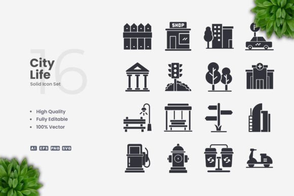 City Life Solid Icons: A Versatile Design Solution for Modern Projects