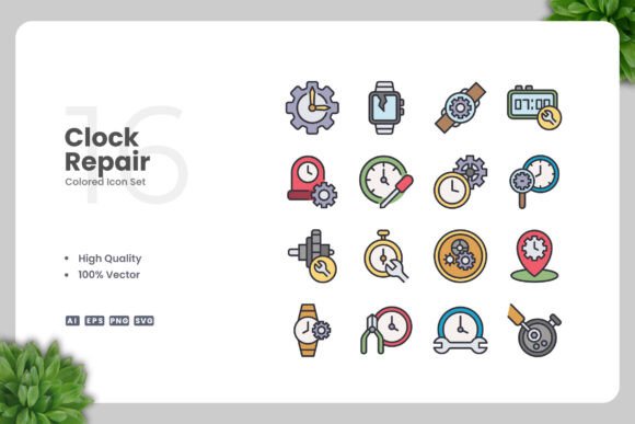 Clock Repair Color Icons for Every Creative Need