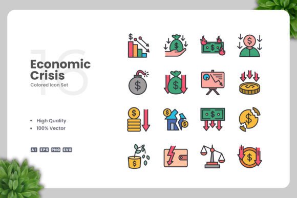 Economic Crisis Color Icons: A Versatile Visual Tool for Modern Designers