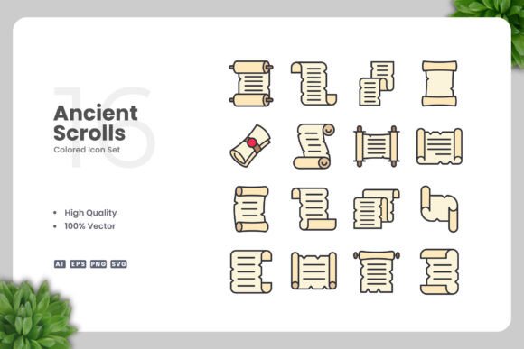 Enhance Your Designs with Ancient Scroll Color Icons