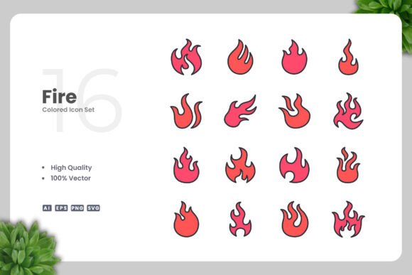 Fire Color Icons for Modern Design Projects
