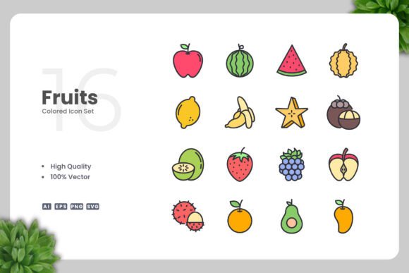 Fruits Color Icons: A Simple and Clean Design for Every Project