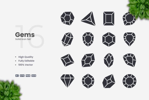 Gems Solid Icons: A Versatile and Professional Icon Set for Multiple Uses