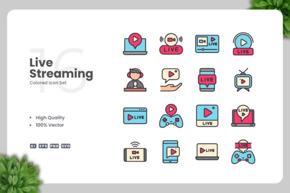 Live Streaming Color Icons for Modern Design