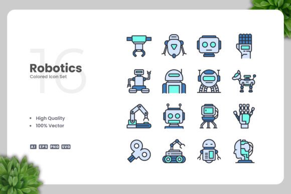 Robotics Color Icons for Modern Design Projects