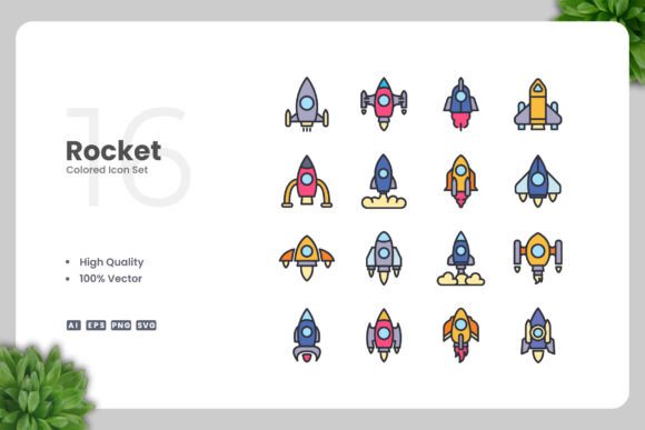 Rocket Color Icons for Creative Projects