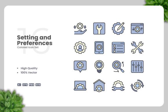 Settings and Preferences Color Icons for Strategic Design and Branding