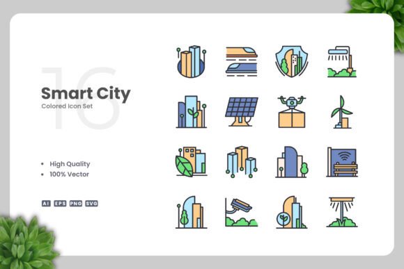 Smart City Color Icons: Enhancing Visual Communication for Modern Solutions