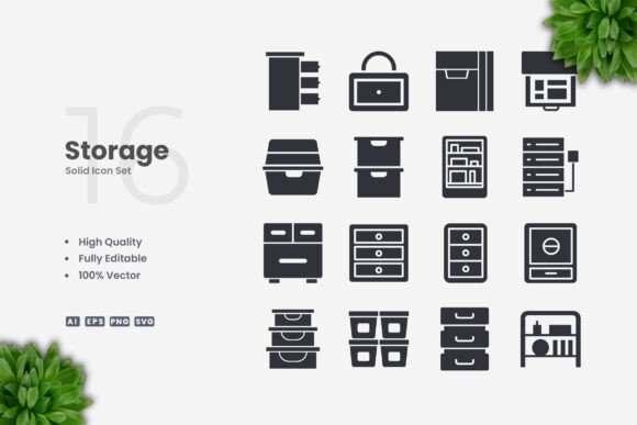 Storage Solid Icons for Streamlined Design Workflows
